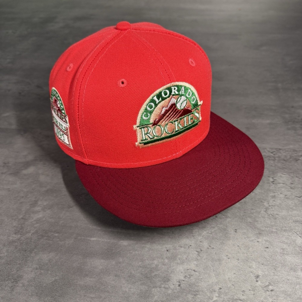Hat Club Colorado Rockies New Era Cap 7 1/4 Neon Red Green Watermelon Exclusive
